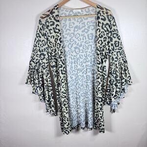 oddi Womens Mesh Cardigan Open Long Leopard Festival Boho Sheer Flare Sleeve L